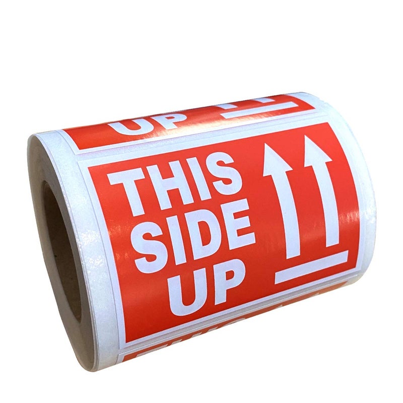 Top label 300 Pcs This Side Up Warning Stickers for Shipping and Packing - 2" X 3" Permanent Adhesive Labels,Warning Shipping Label,Roll - Image 2
